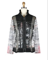 Newspaper Collage Mesh Jacket with Coordinating Tank - 31437