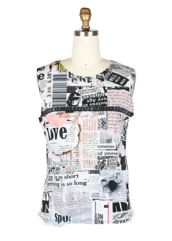 Newspaper Collage Mesh Jacket with Coordinating Tank - 31437