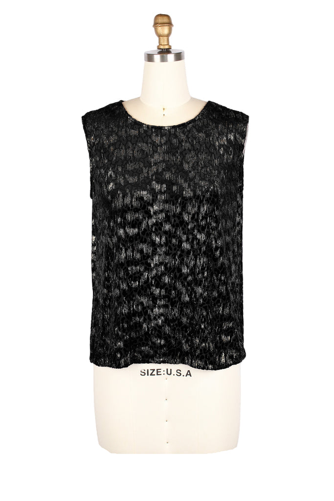 Leopard Burnout Velvet Shirt/Jacket & Tank Set - 31440-BLK