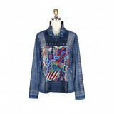 Rhythym, Blues & Denim Print Mesh Jacket With Matching Tank - 31447