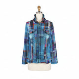 Plaid & Denim Print Mesh Jacket W/Coordinating Tank - 31449