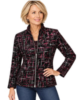 Foil Shimmer Embellished Velvet Jacket & Tank - 31452