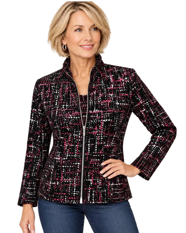 Foil Shimmer Embellished Velvet Jacket & Tank - 31452