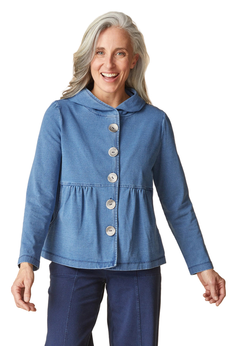 Habitat Shirred Hoodie - Light Denim - image 1