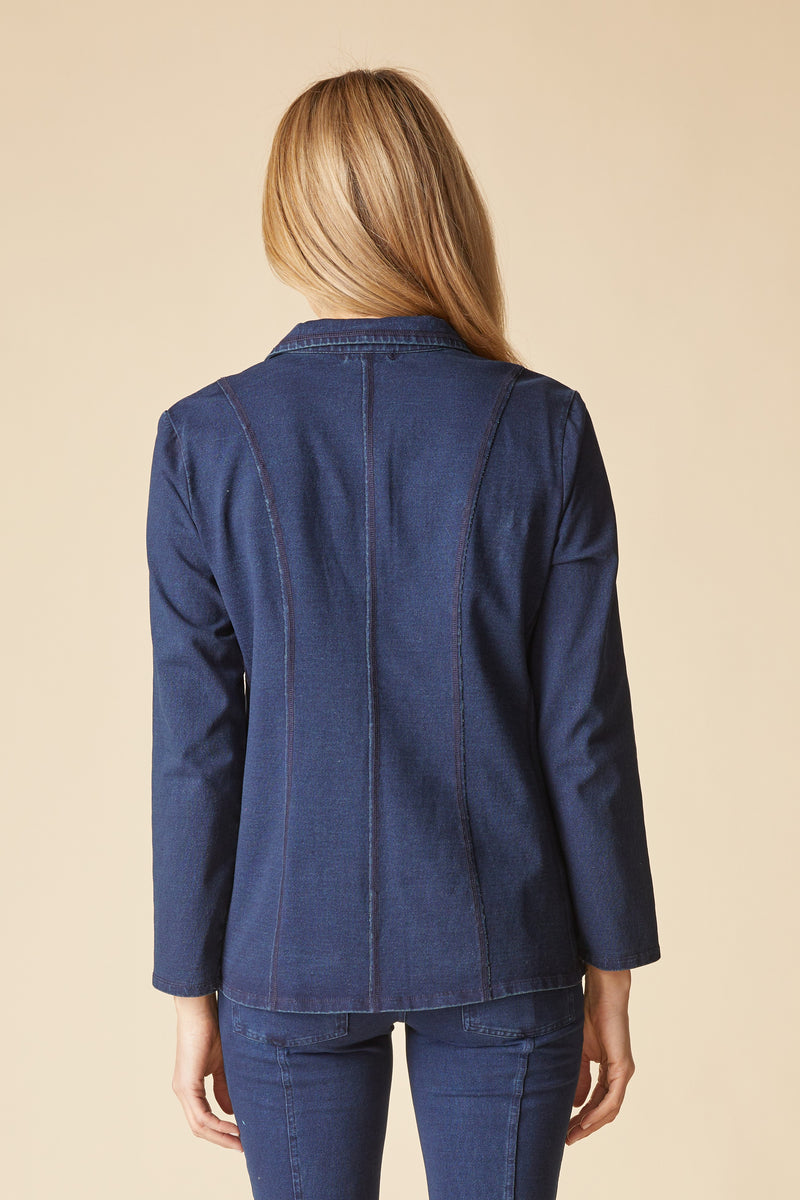 Stonewash Cotton Spandex Seamed Blazer - 31529