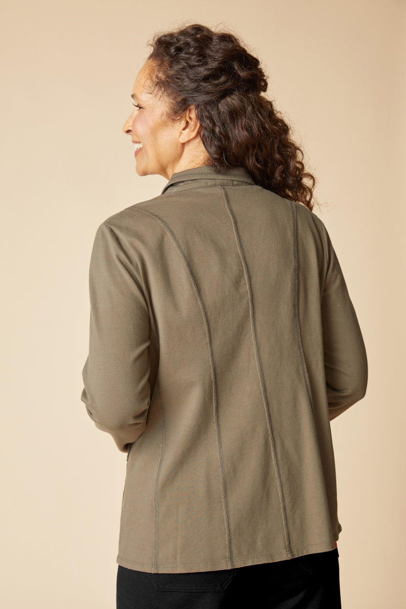 Stonewash Cotton Spandex Seamed Blazer - 31529