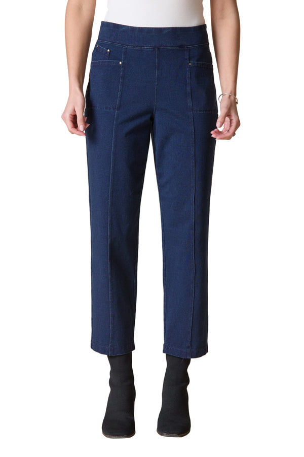 Stonewash Cotton Spandex Seamed Front Straight Leg - 31572