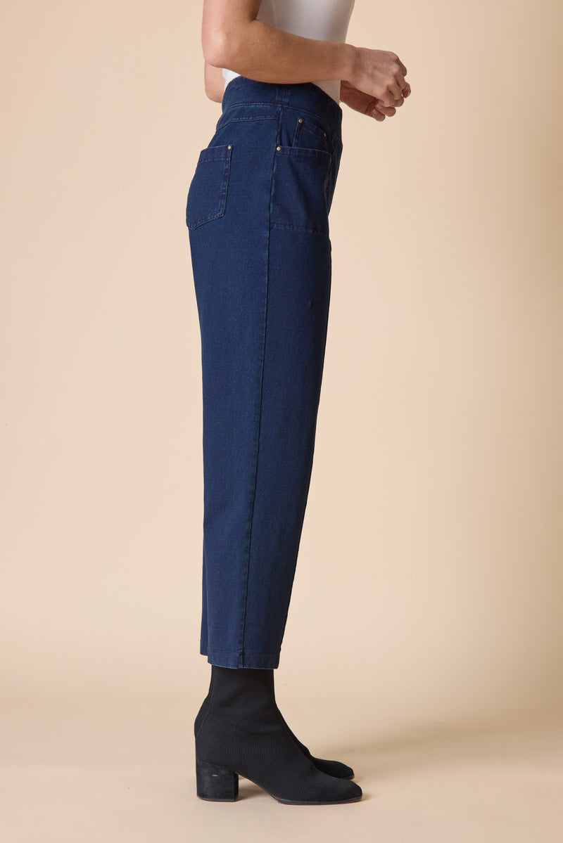 Stonewash Cotton Spandex Seamed Front Straight Leg - 31572