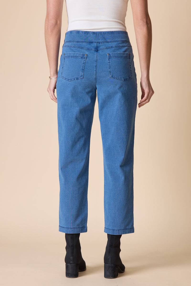 Stonewash Cotton Spandex Seamed Front Straight Leg - 31572