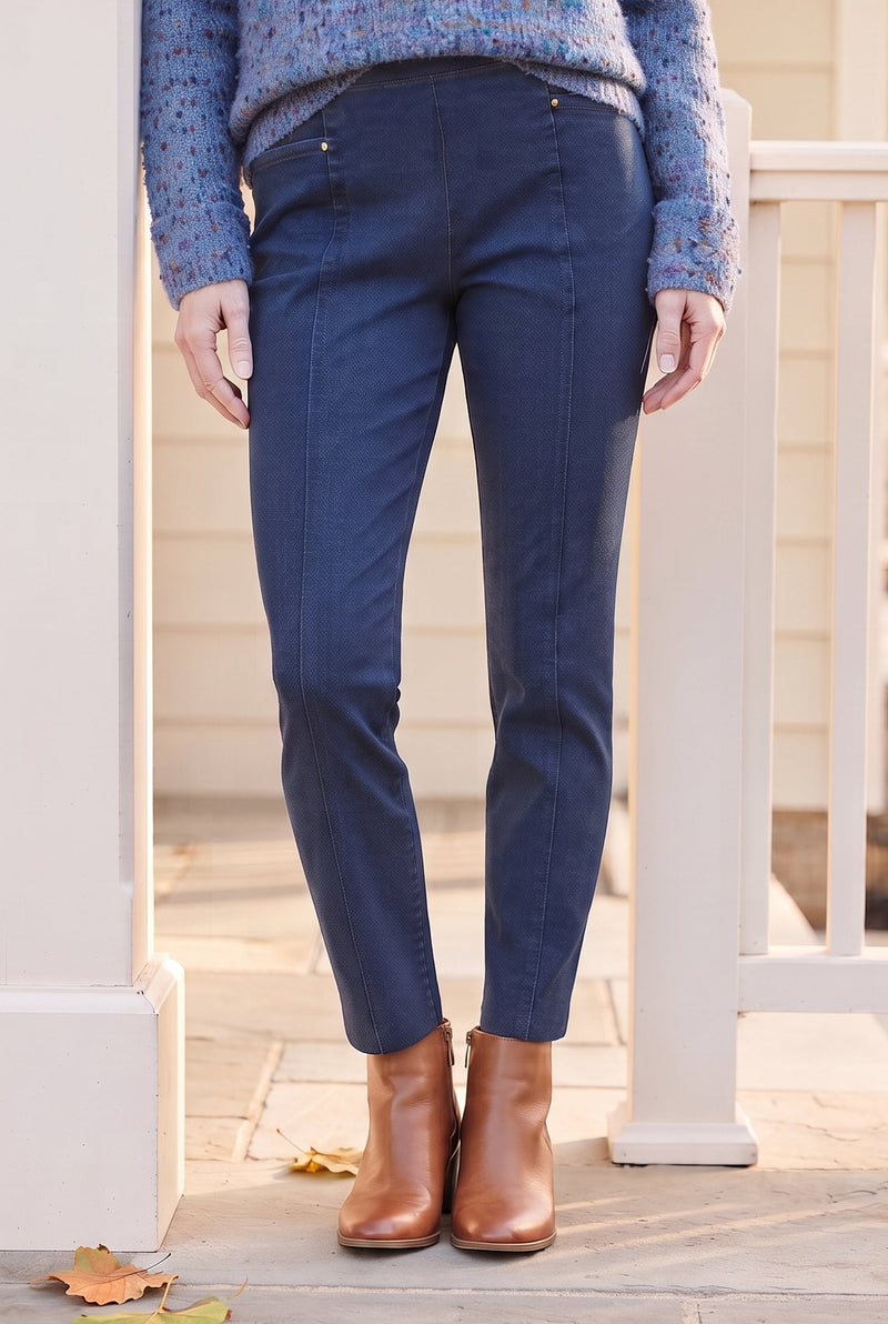 Stonewash Cotton Spandex Seamed Front Straight Leg - 31572