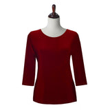 Valentina Signa Solid Round Neck Top in Burgundy - L-Solid-BG