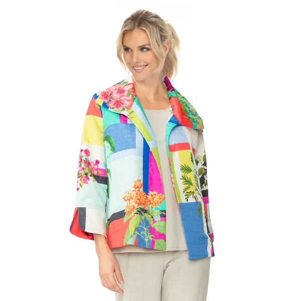 Multi-Print Open Front Jacket - 7049J