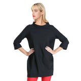 Bateau-Neck Pocket Tunic in Black - 3226T-BK - Size S Only!