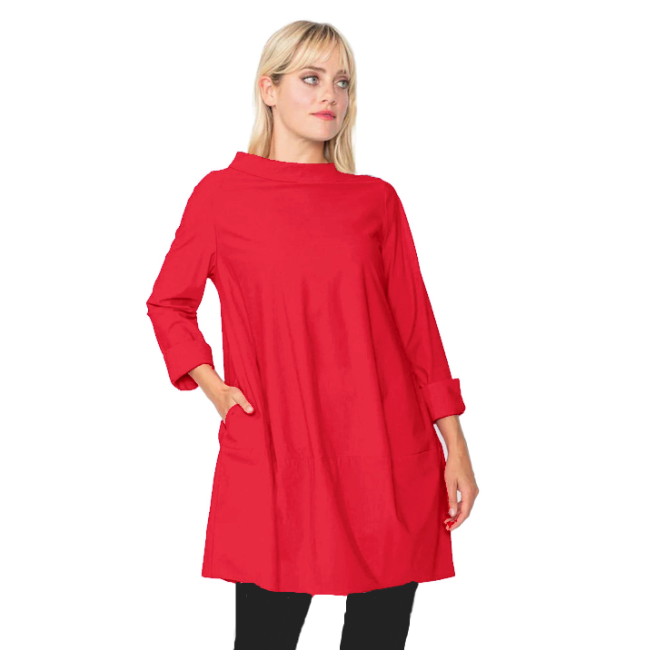 IC Collection Funnel-Neck Tunic in Red - 3226T-RD