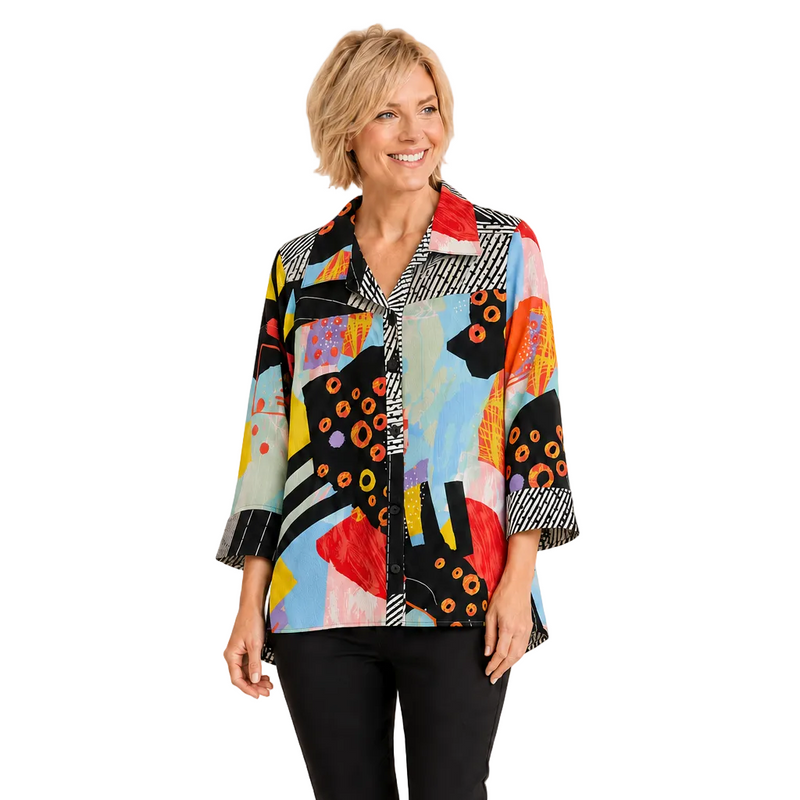 Colorful Abstract Art-Print  Blouse - 3233 - Size L Only!