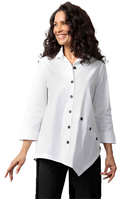 Habitat Diagonal Tunic Shirt in White - 15044-WT