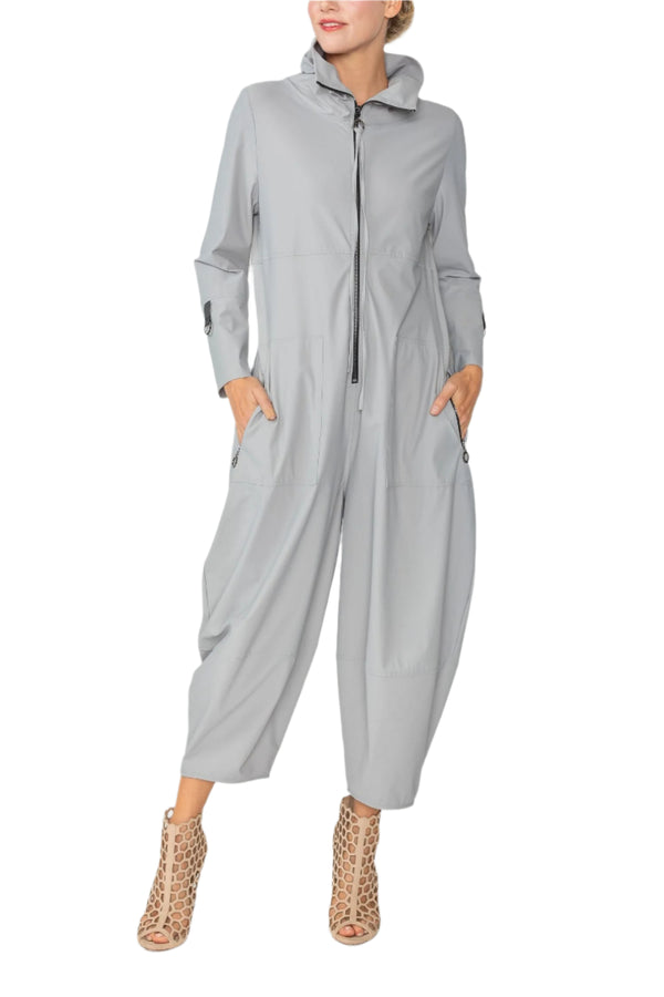 High Neck Zip-Front Jumpsuit in Grey - 3297JS-GRY