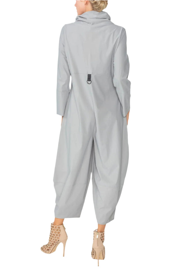 High Neck Zip-Front Jumpsuit in Grey - 3297JS-GRY