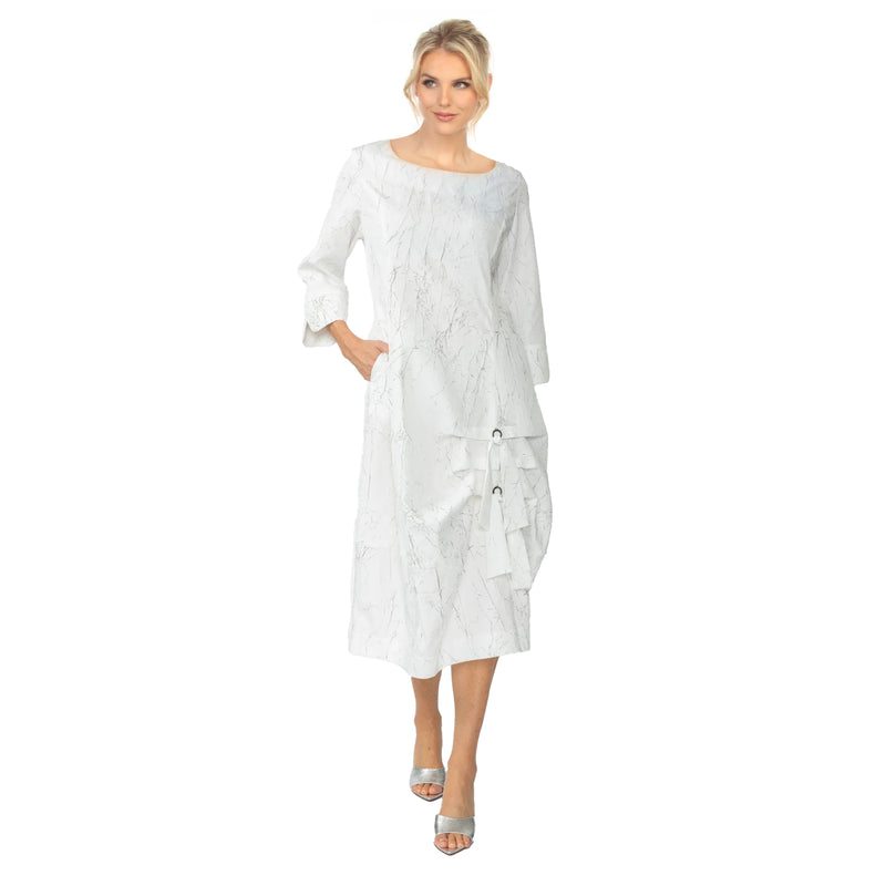 Crackle Print Midi Dress in White - 7256D