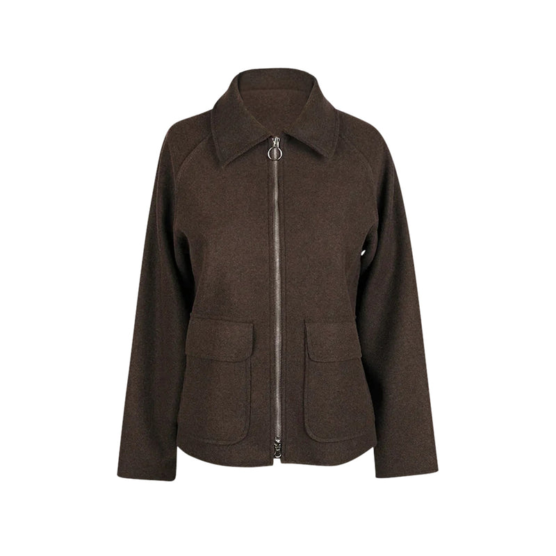 Damee Wool Blend Patch Pocket Jacket in Brown - 4901-BRN