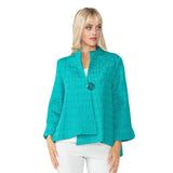 New Color! Textured Asymmetric Jacket in Teal - 6288J-TL