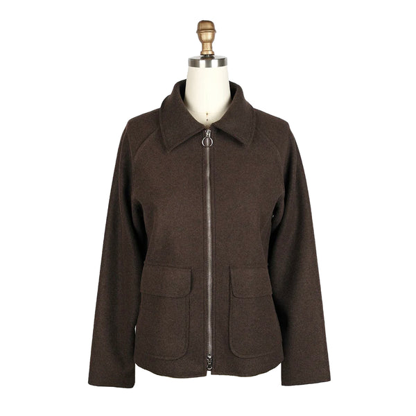 Wool Blend Patch Pocket Jacket in Brown - 4901-BRN