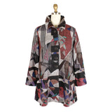 Modern Art-Print Button Front Coat in Multi - 4907