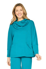 Solid Cowl Neck Tunic by Olivia by Habitat in Teal