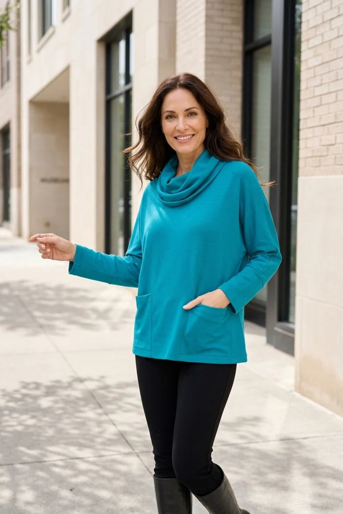 Solid Cowl Neck Tunic - 330103
