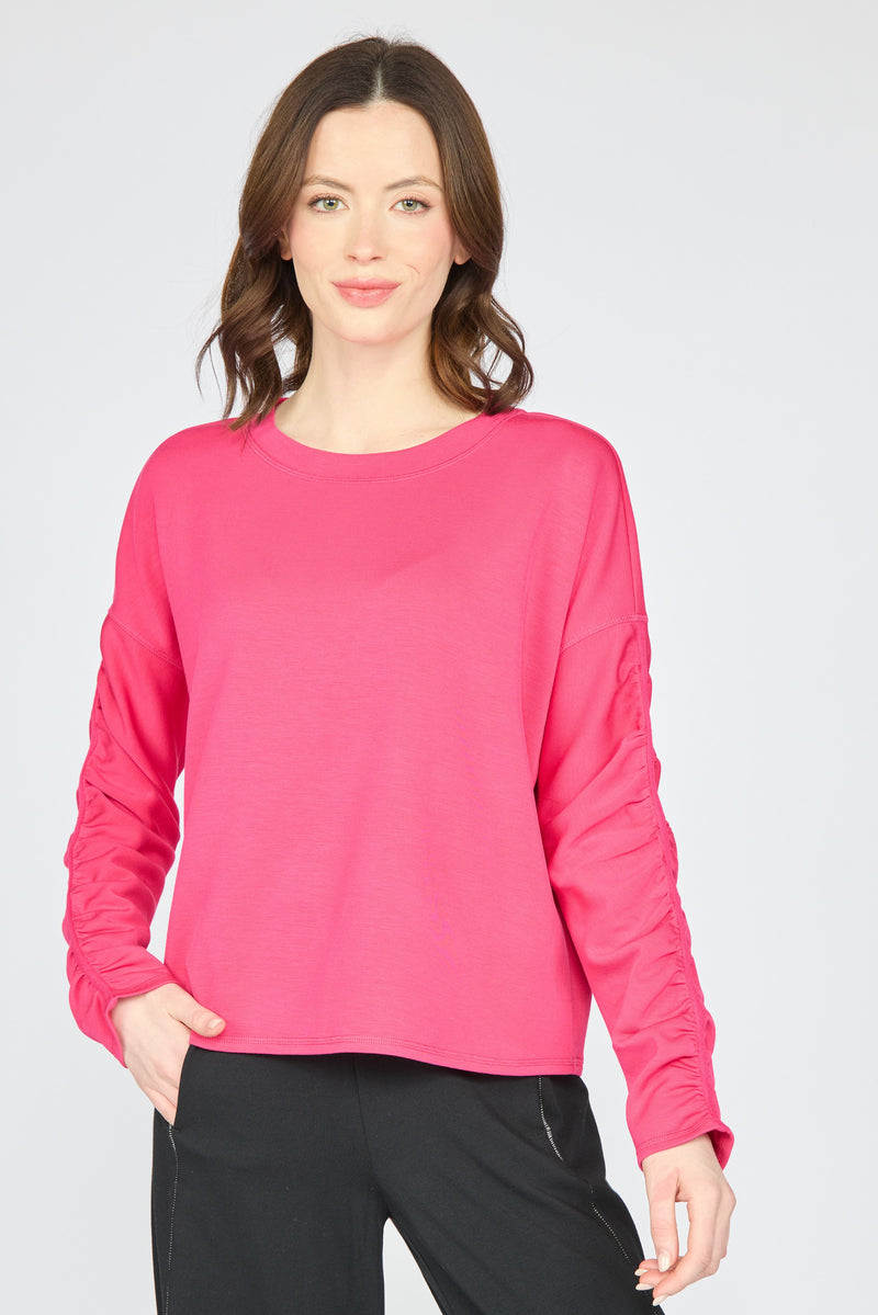 Solid Wander Pullover by Olivia by Habitat in Magenta