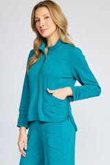 Solid Stitch Jacket by Olivia by Habitat in Teal