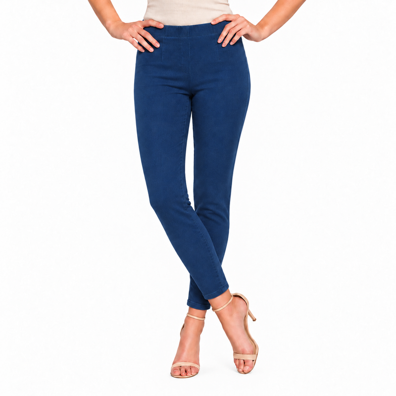 "Sasha" Pull-On Straight Leg Pant in True Blue Denim - SASHA-TBD