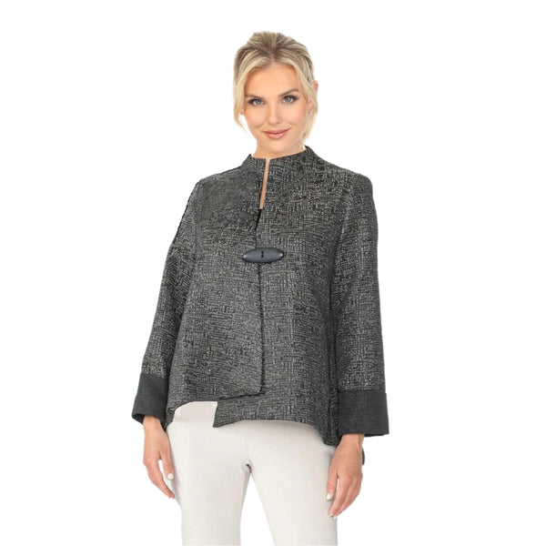 Metallic Charcoal & Black Textured Jacket - 6687J