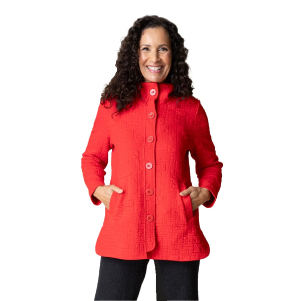 Habitat Box Quilt High Neck Jacket in Apple Red - 53315-APL