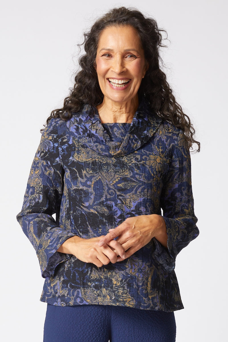 Floral Foliage Cowl Top - 33922