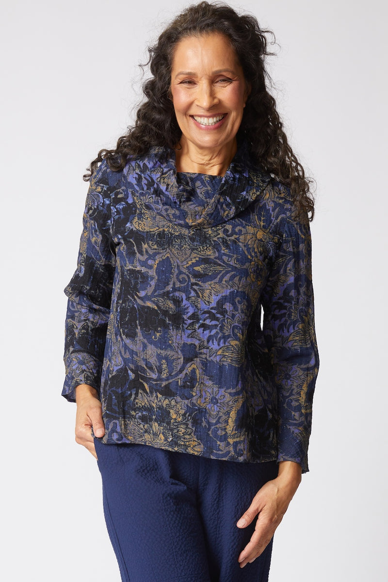 Floral Foliage Cowl Top - 33922