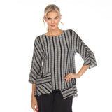 Mixed Stripe Print Pocket Tunic - 3628