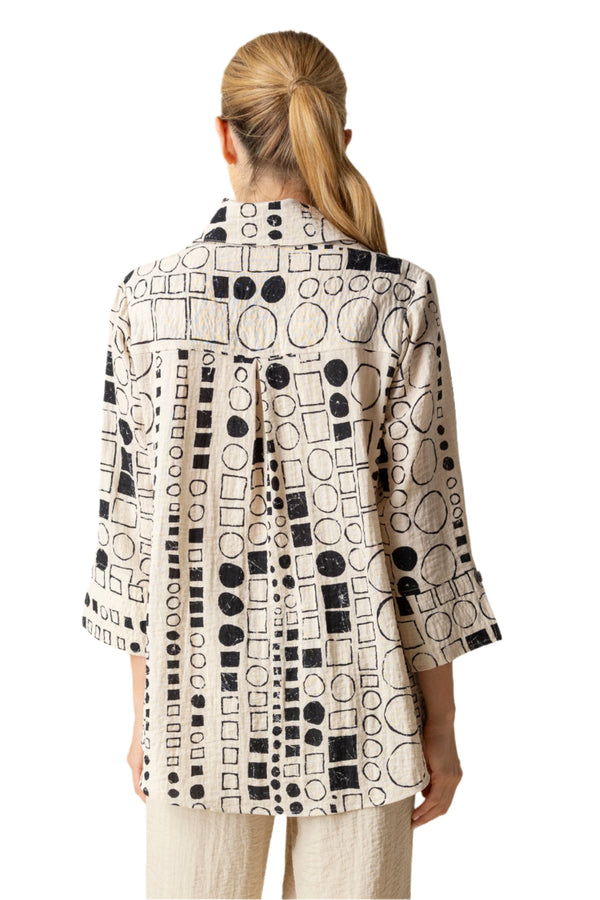 Circles & Squares Print Party Tunic Shirt - 34118