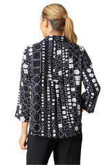 Circles & Squares Print Short Jacket in Black & White - 34149-BLK