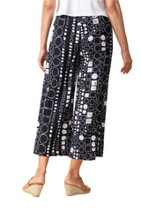 Circles & Squares Print Crop Pant in Black & White - 34167-BLK