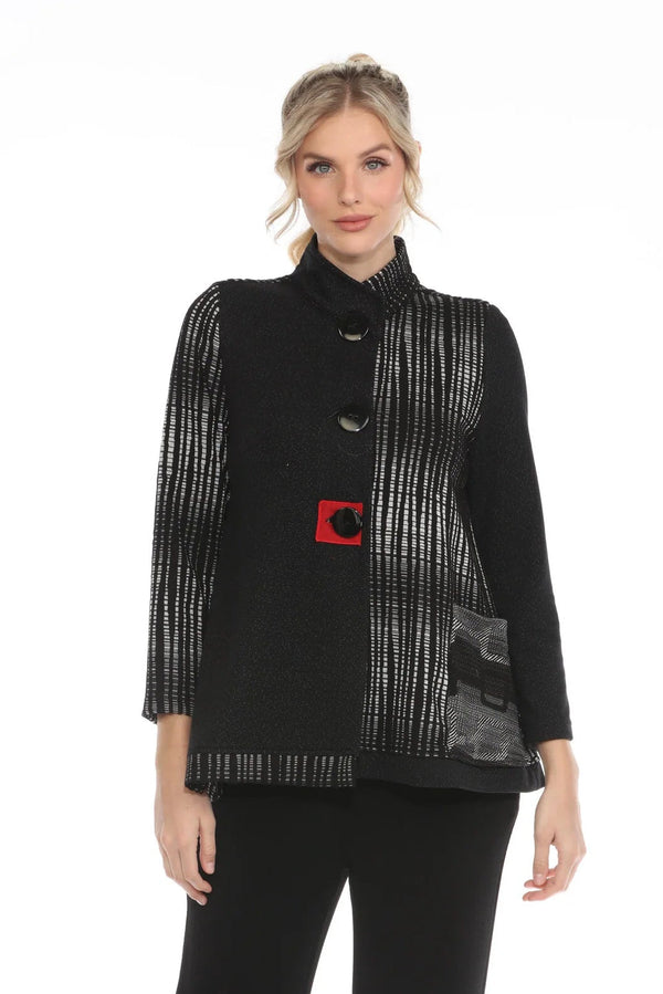 Colorblock Mixed-Media Soft Pocket Jacket - 3418