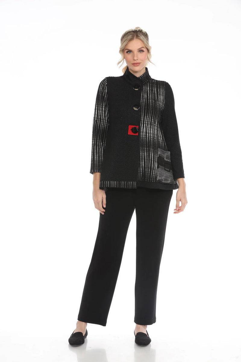 Colorblock Mixed-Media Soft Pocket Jacket - 3418