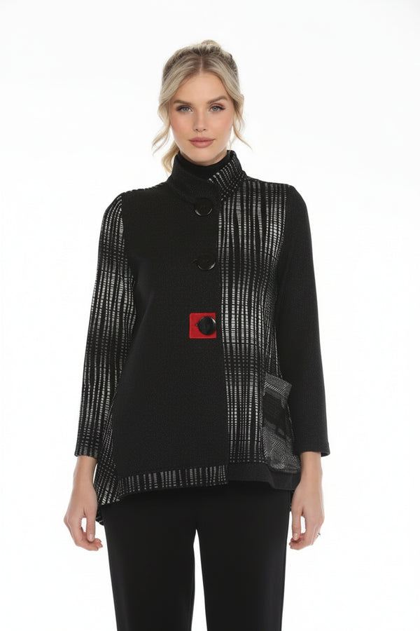 Colorblock Mixed-Media Soft Pocket Jacket - 3418