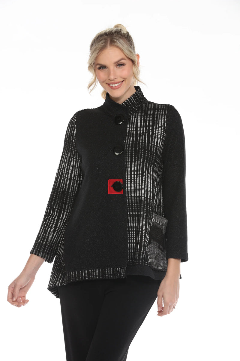 Colorblock Mixed-Media Soft Pocket Jacket - 3418