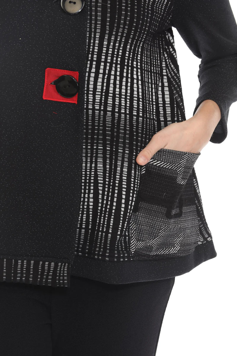 Colorblock Mixed-Media Soft Pocket Jacket - 3418