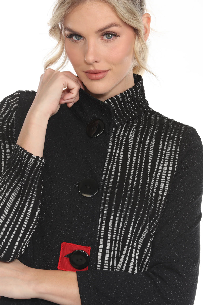 Colorblock Mixed-Media Soft Pocket Jacket - 3418