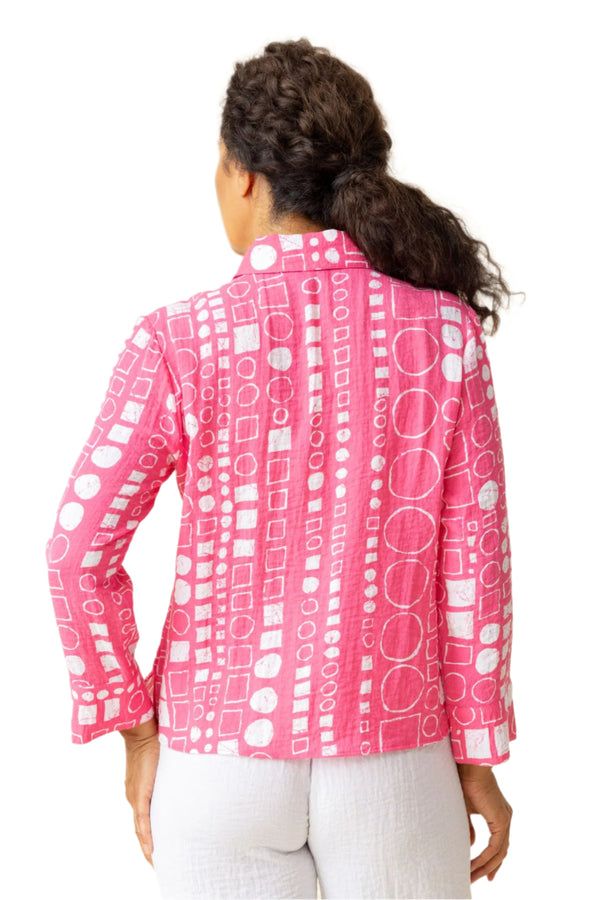 Circles & Squares Print Jill Shirt in Pink - 34190-PNK - Size Small