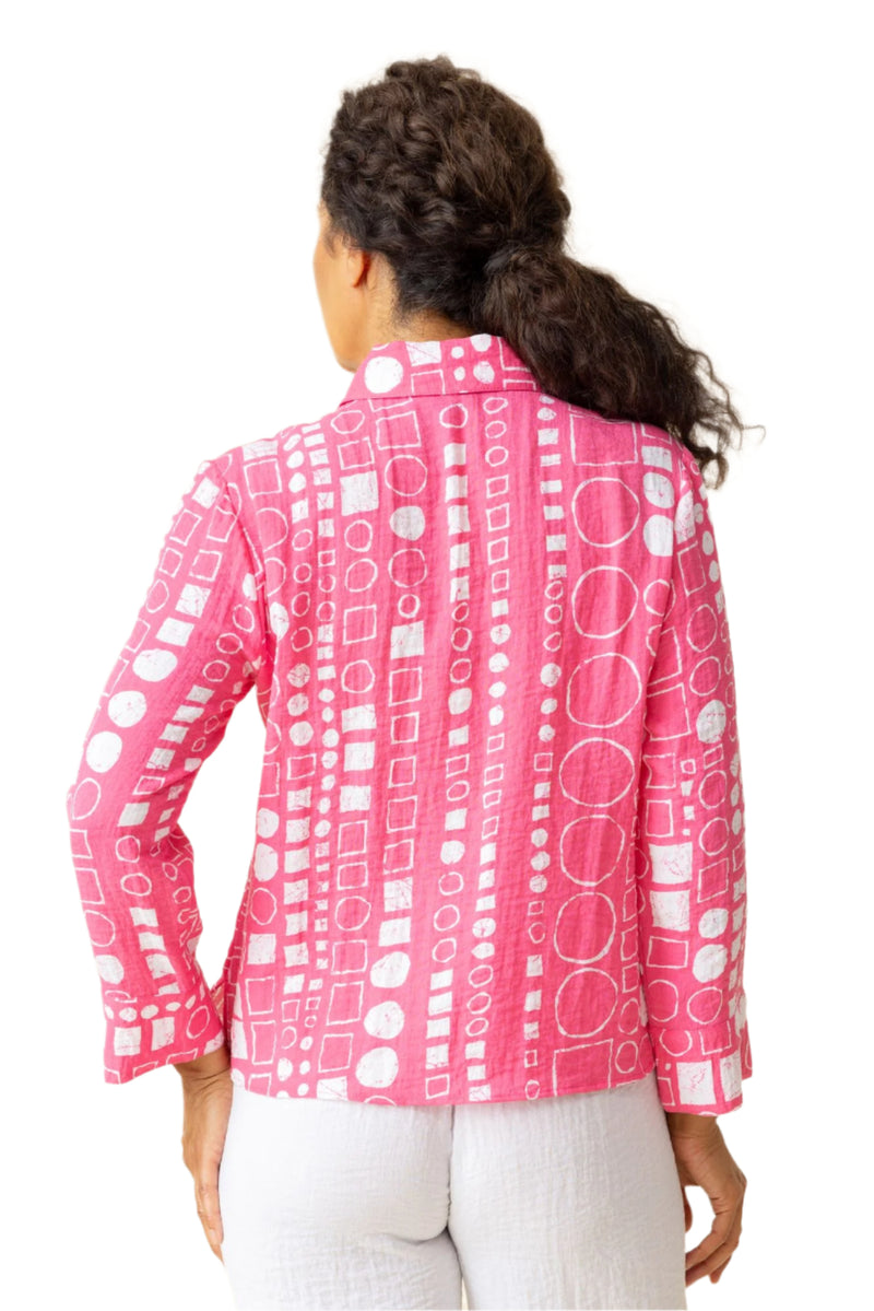 Circles & Squares Print Jill Shirt in Pink - 34190-PNK