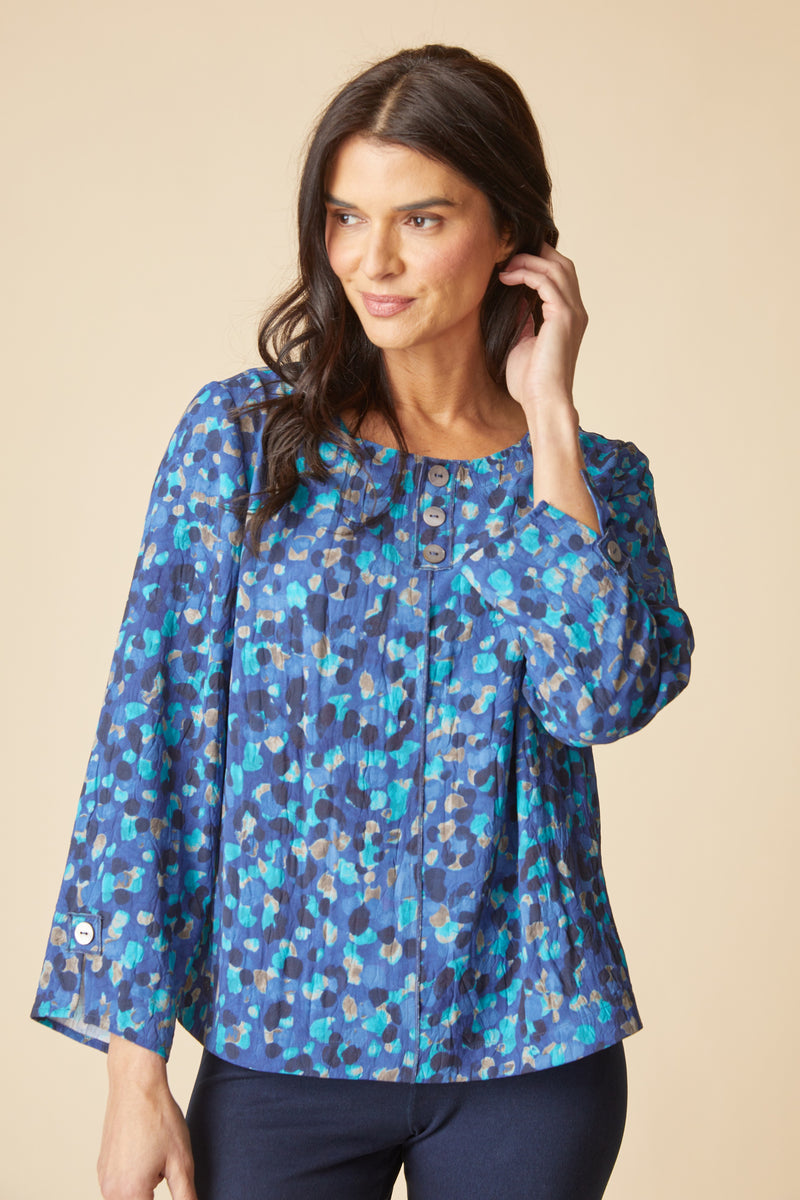Habitat Dot Pleat Back Button Pullover - Tide - image 2