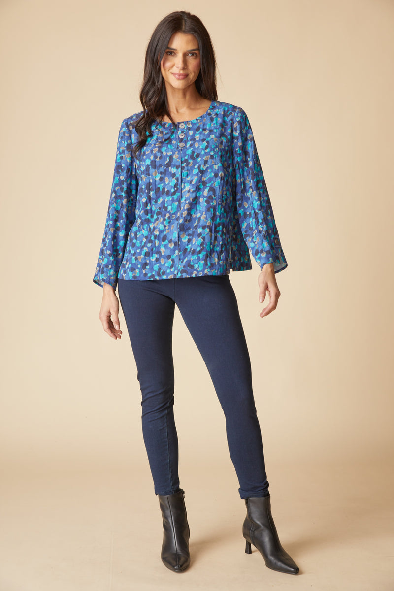 Habitat Dot Pleat Back Button Pullover - Tide - image 3